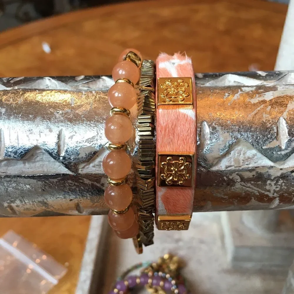 CORAL BRACELET Set of 2 Rustic Cuffs!